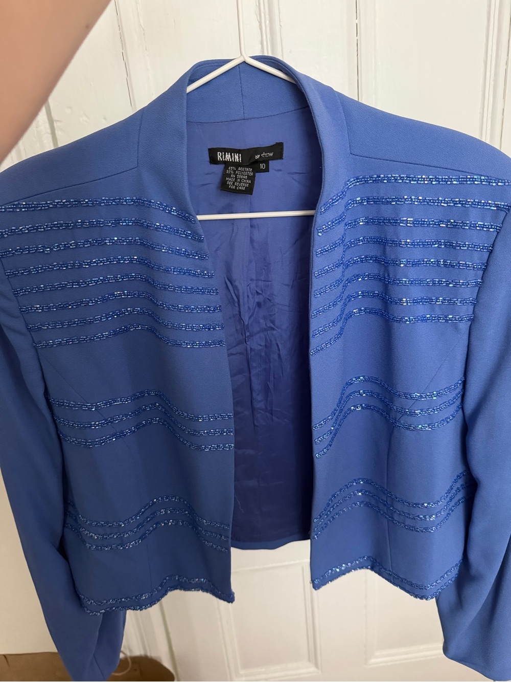 Rimini Beaded Open-Front Crop Jacket - Periwinkle
